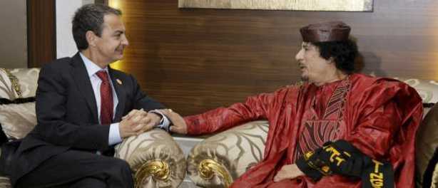 Gaddafi con Zapatero antes del conflicto